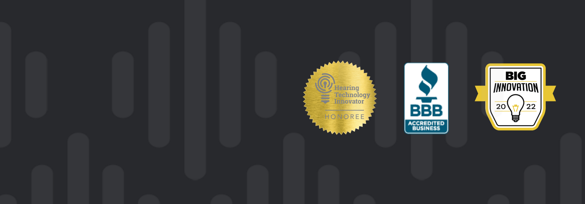 Background image with badges and awards