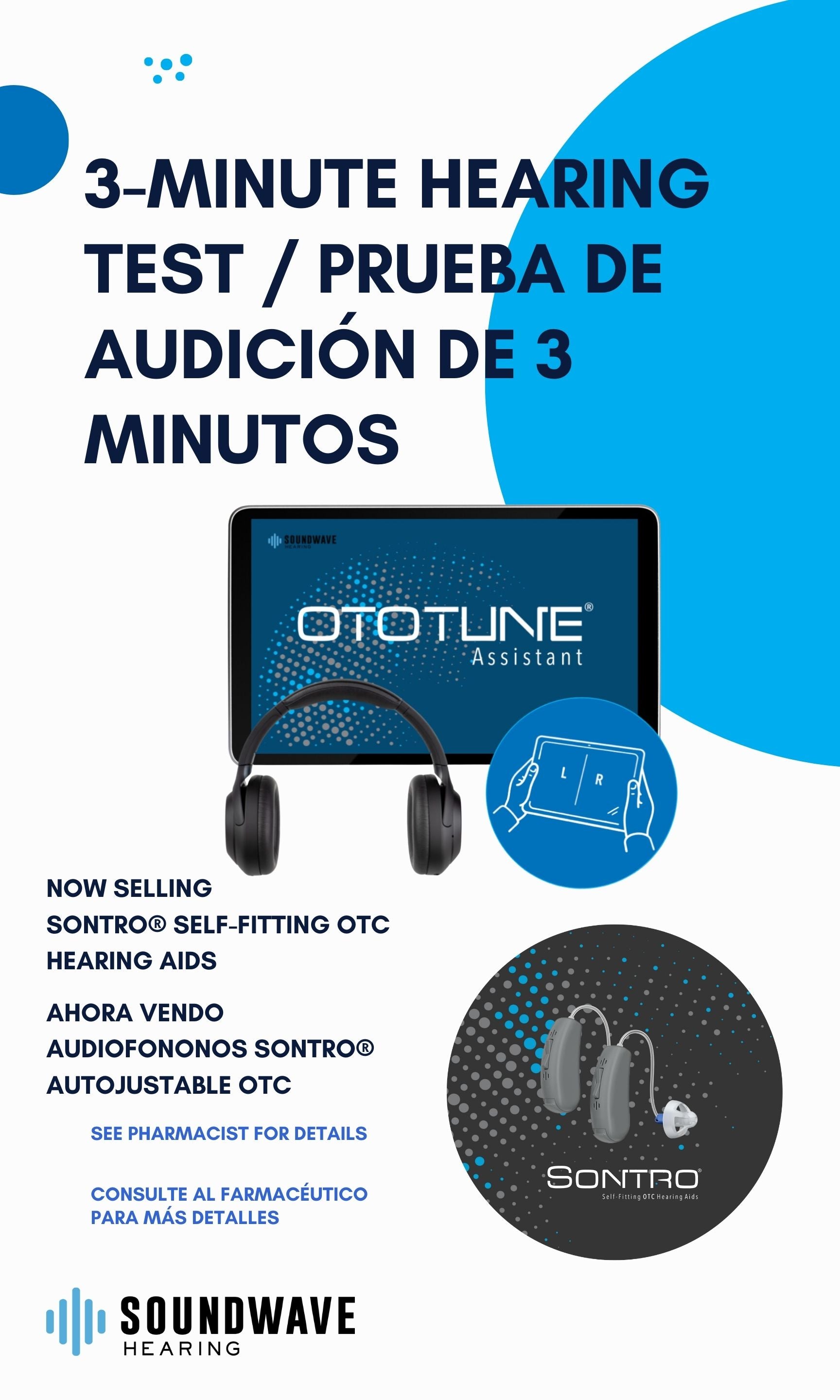 A poster promoting Sontro Self-Fitting OTC Hearing Aids Sales Promotion in Spanish