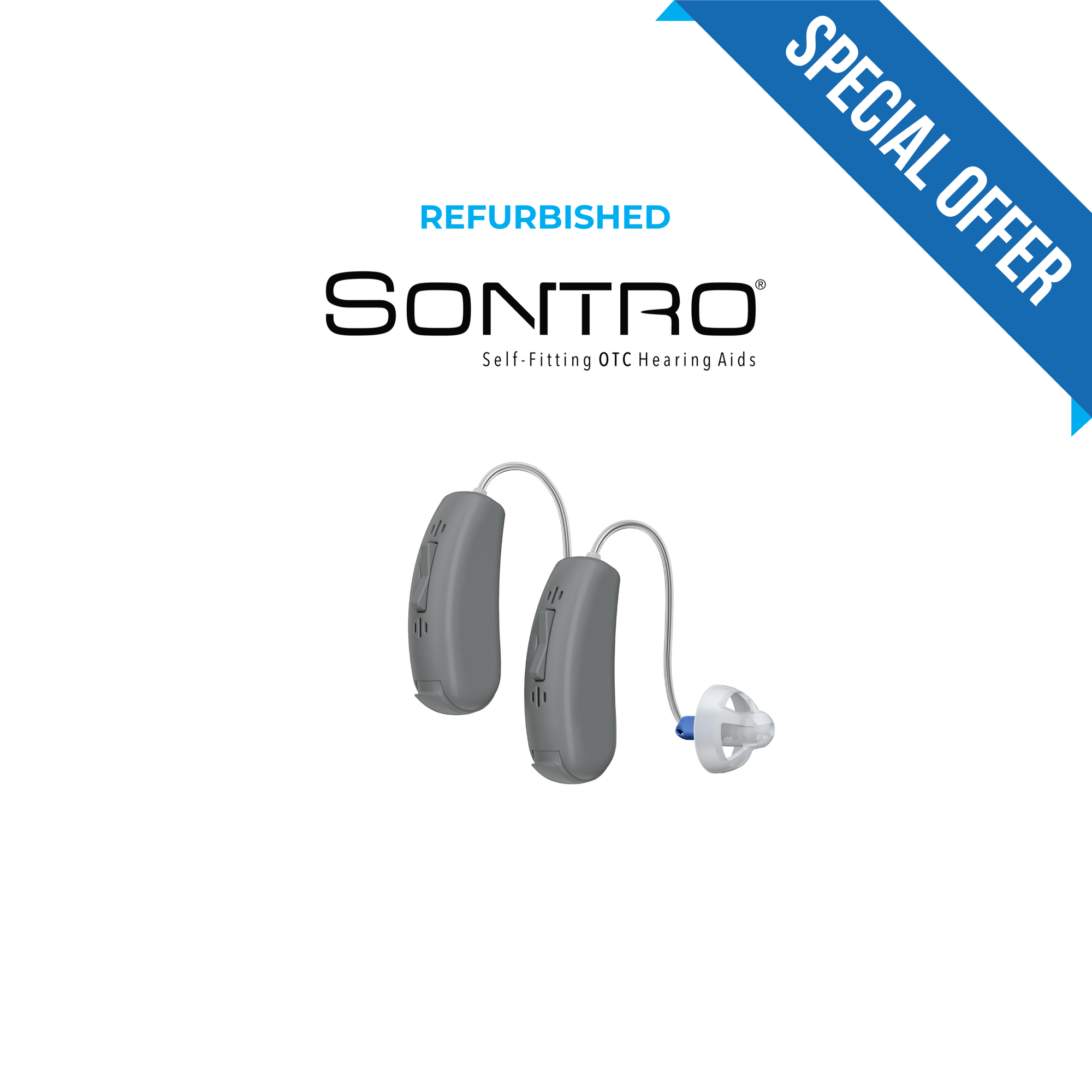 Refurbished Sontro® Self-Fitting OTC Hearing Aids, Grey Set