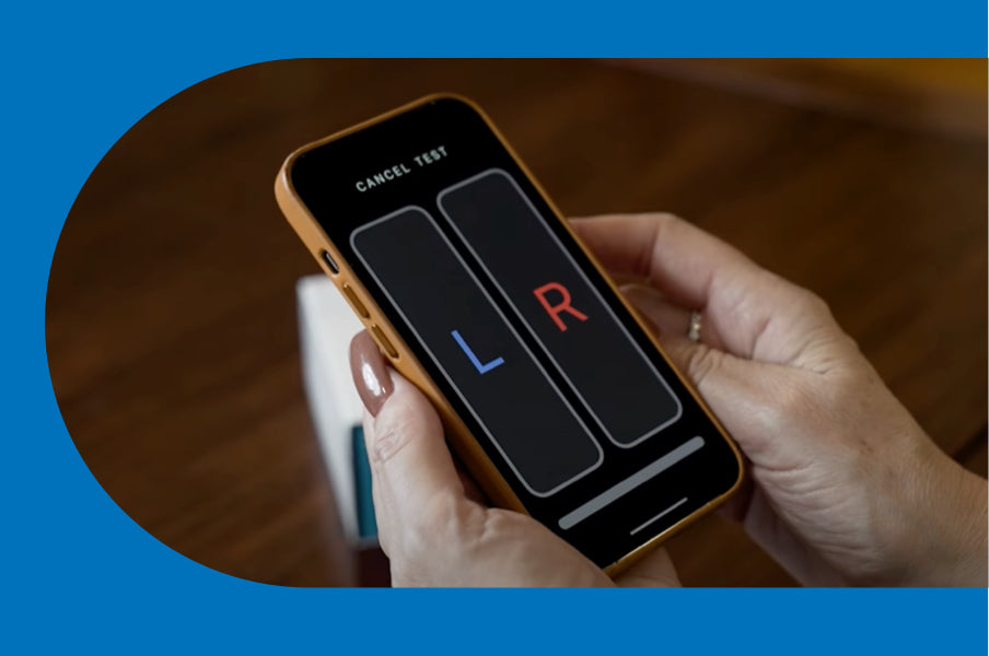 otoTune app shows Hearing Test on screen